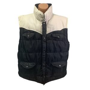 Atti Mens 3XL Faux Leather Snap & Zip Front Black White Warm Puffer Vest